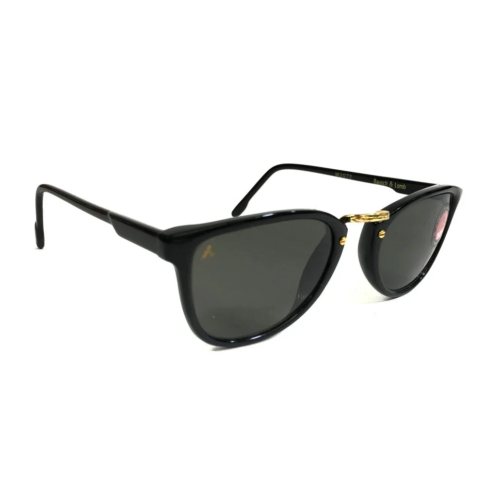 Vintage i's by Bausch & Lomb Sunglasses W2072 Black Gold Frames w/ Gray Lenses